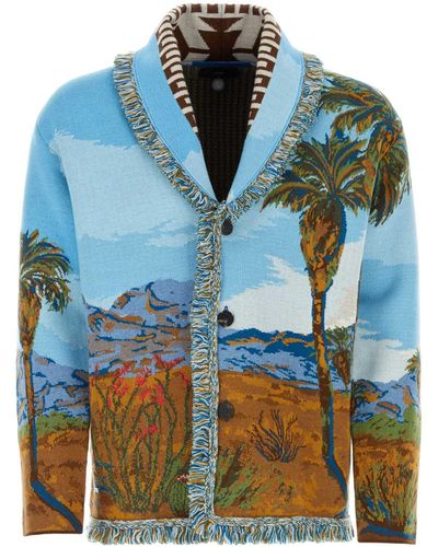 Alanui Embroidered Cotton Blend Land Of Dreams Cardigan - Blue