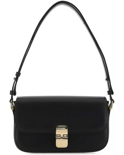 A.P.C. Leather Grace Shoulder Bag - Black