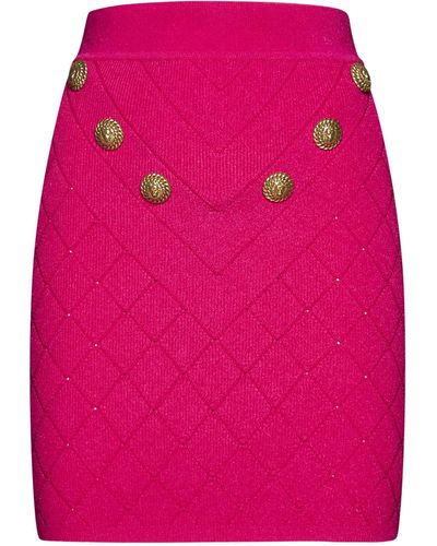 Balmain Viscose-blend Knit Miniskirt - Pink