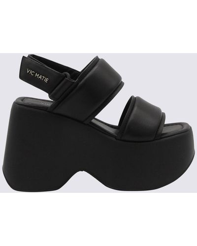 Vic Matié Leather Platform Sandals - Black