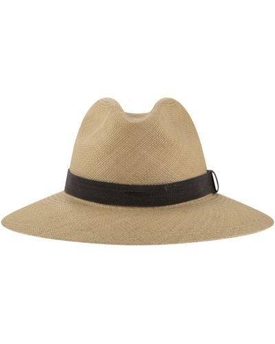 Brunello Cucinelli Straw Hat With Precious Band - Natural