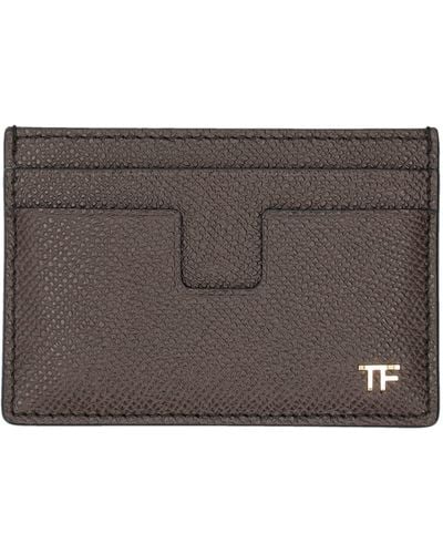Tom Ford Small Grain Leather Cardholder - Brown