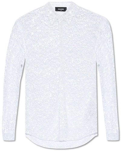 DSquared² Sequinned Sheer Shirt, - White