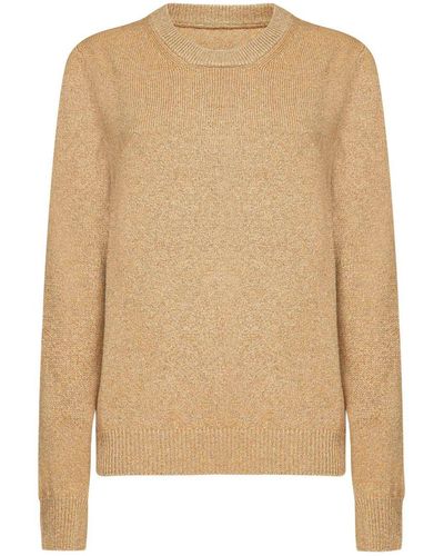 Maison Margiela Contrast Detailed Crewneck Sweater - Natural