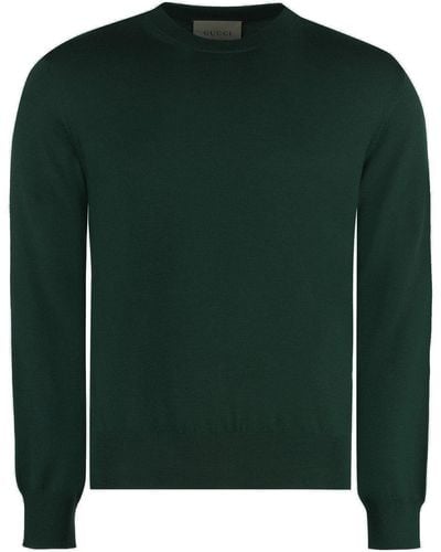 Gucci Logo Embroidered Knit Jumper - Green