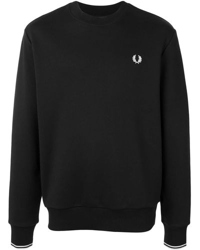Fred Perry Embroidered Logo Crew-neck Sweatshirt - Black