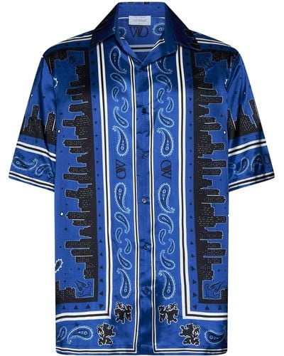 Off-White c/o Virgil Abloh Bandana Bowling Shirt - Blue