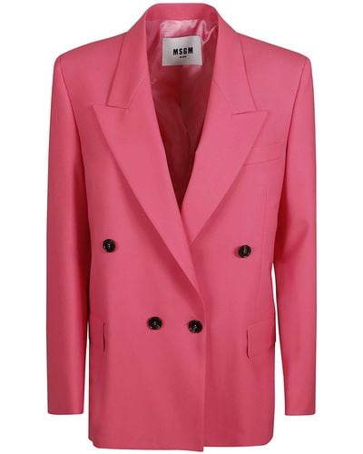 MSGM Double-Breasted Classic Blazer - Pink