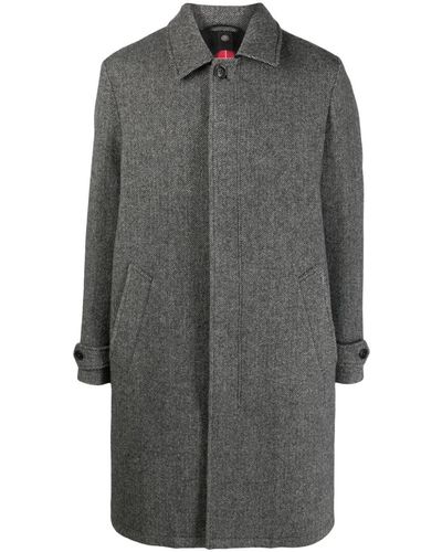 Baracuta Herringbone-pattern Virgin Wool Coat - Gray