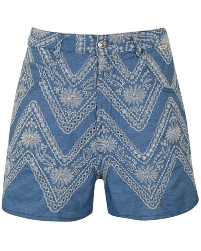 Roy Rogers Old Glory Chambray Embroidery Shorts - Blue