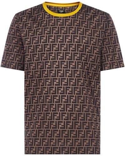 Fendi Ff Motif Cotton T-shirt - Brown