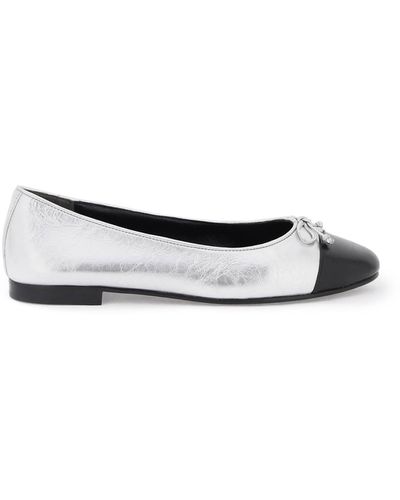 Tory Burch Laminated Ballet Flats With Contrasting Toe - White