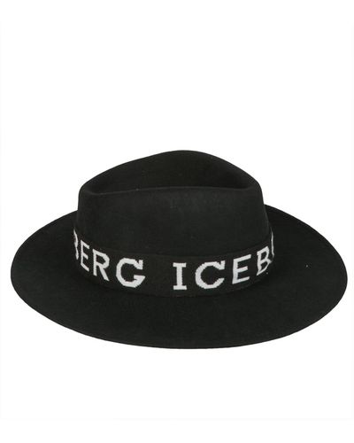 Iceberg Logo Embroidered Hat - Black