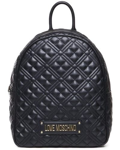 Moschino Quilted Backpack With Logo - Blue