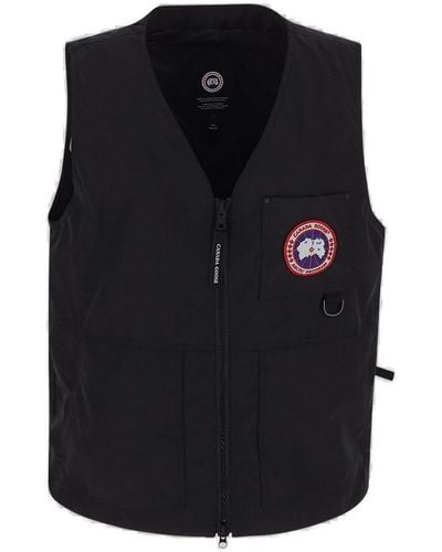 Canada Goose Logo Patch Zipped Vest - Black
