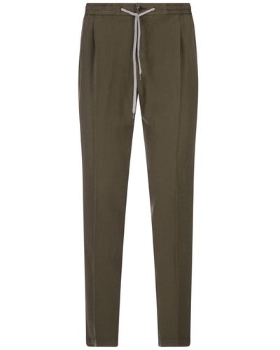 PT01 Military Linen Blend Soft Fit Trousers - Green