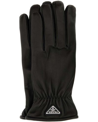 Prada Nappa Leather Gloves - Black