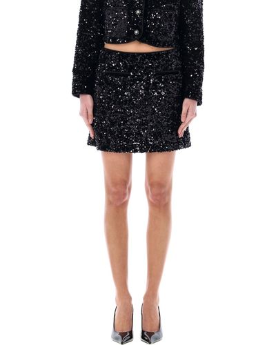 Self-Portrait Sequin Mini Skirt - Black