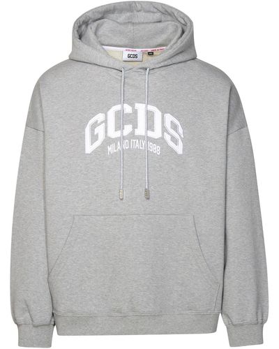 Gcds Flocked Logo Drawstring Hoodie - Grey