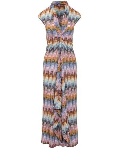 Missoni Long Dress With Metalized Strands - White