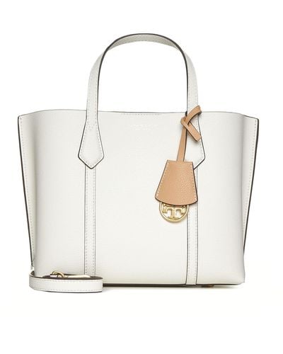 Tory Burch Perry Small Leather Tote Bag - White