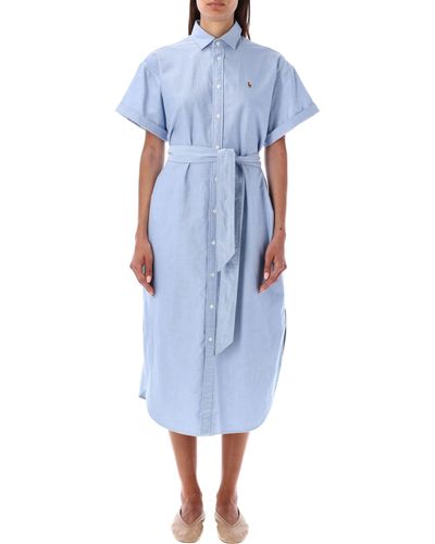 Polo Ralph Lauren Belted Oxford Shirtdress - Blue