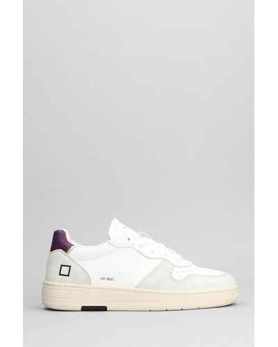 Date Court Basic Trainers In Grey Suede And Leather - White