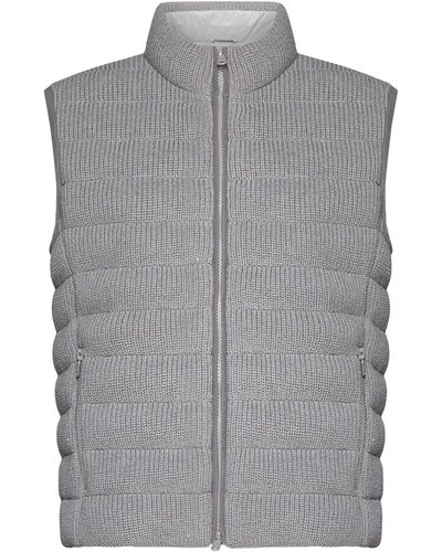 Brunello Cucinelli Quilted Cotton Knit Vest - Gray