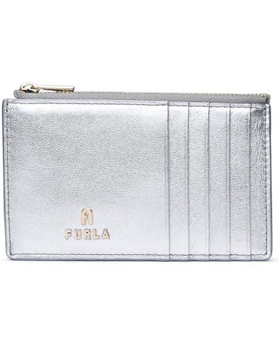 Furla Silver Leather Cardholder - Gray