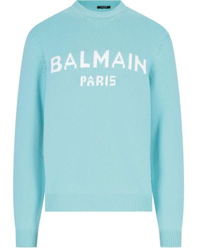 Balmain Wool Blend Sweater - Blue