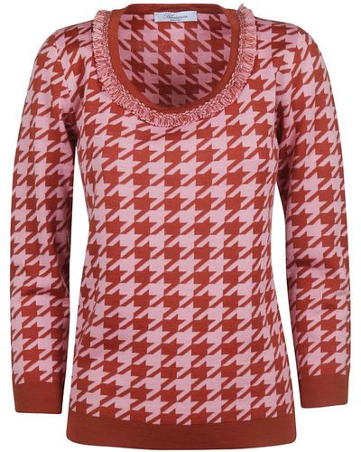 Blumarine Motif Print Sweater - Red