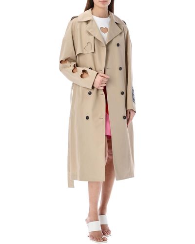 MSGM Heart Cut-out Trench Coat - Natural