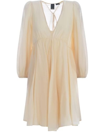 Pinko Dress Beowulf Made Of Cotton And Silk Voile - Natural