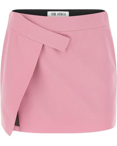 The Attico Pink Stretch Wool Cloe Mini Skirt