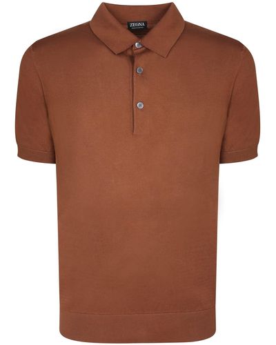 ZEGNA Premium Cotton Polo Shirt - Brown