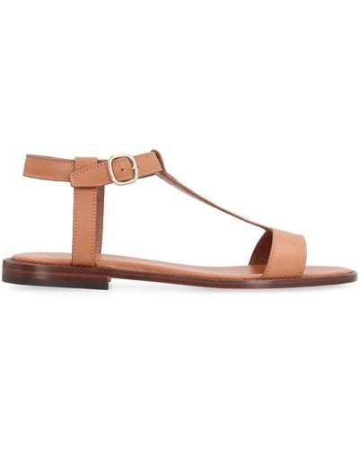 Doucal's Leather Flat Sandals - Brown