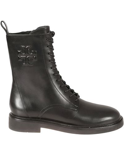 Tory Burch Double Combat Boots - Black