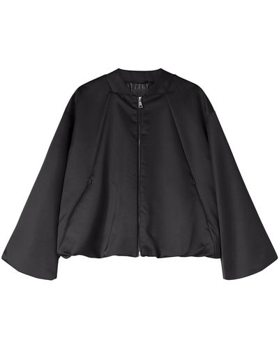 Add Satin Jacket With Zip - Black