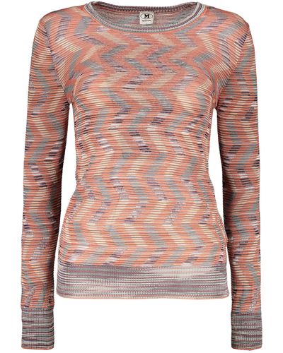 M Missoni Long Sleeve Crew-Neck Sweater - Pink