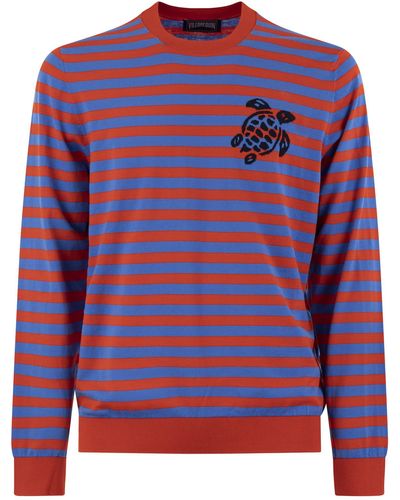 Vilebrequin Striped Cotton Crew-Neck Sweater - Pink