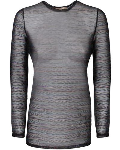 ALESSANDRO ENRIQUEZ Striped Metallic/ Shirt - Gray