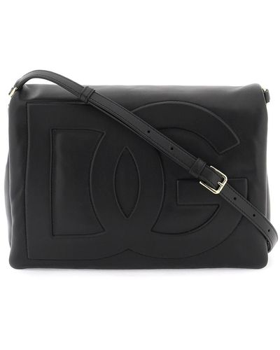 Dolce & Gabbana Dg Logo Crossbody Bag In Nappa Leather - Black
