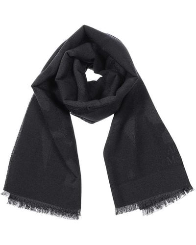 Alexander McQueen Wool Blend Scarf - Blue