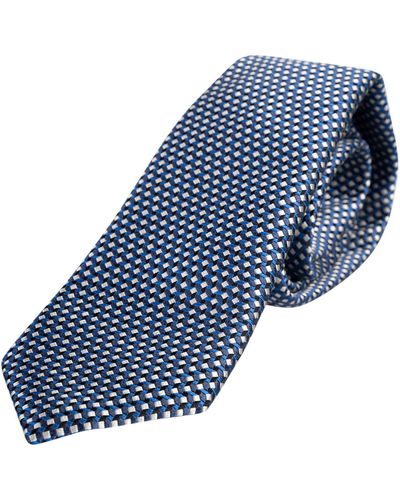 Giorgio Armani Pattern Embroidered Neck Tie - Blue