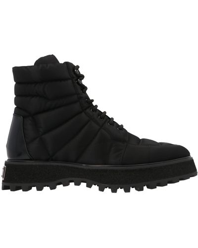 Dolce & Gabbana Quilted Lace-up Ankle Boots - Black