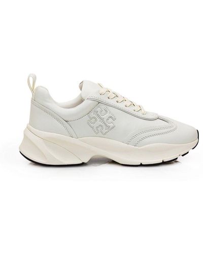 Tory Burch Logo-Embossed Lace-Up Trainers - White