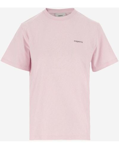 Coperni Cotton T-Shirt With Logo - Pink