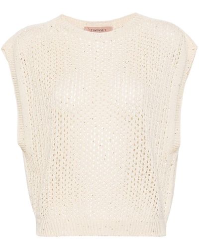 Twin Set Sequined Pullover - Natural