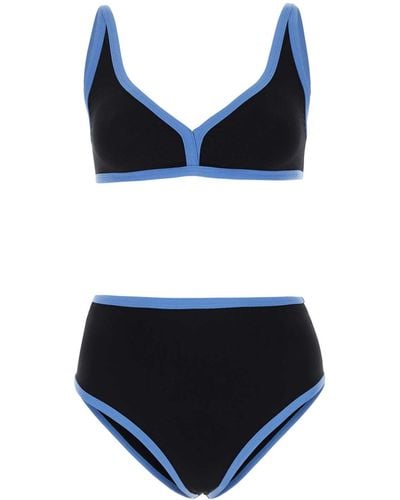 Lisa Marie Fernandez Two-Tone Crepe Maria Bikini - Blue