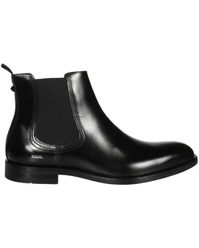 Karl Lagerfeld Leather Chelsea Boots - Black
